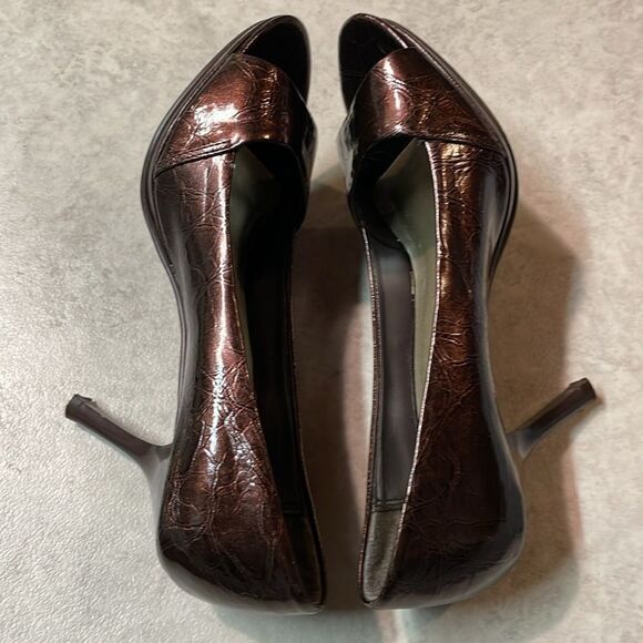 Diba East Womens Brown Faux Patent Leather Open Toe Heel Sz 6 - Picture 9 of 12